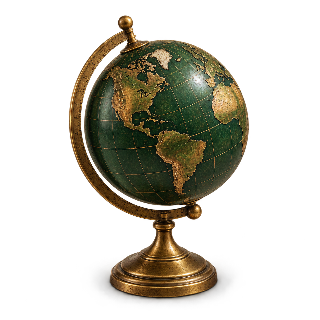 Antique green globe representing connections across reporting